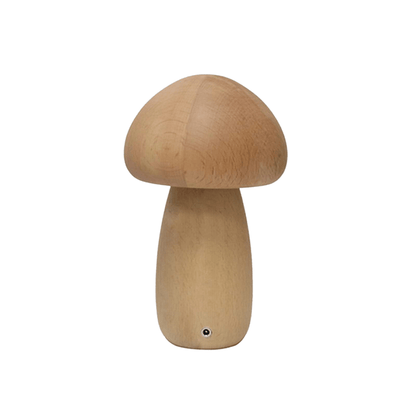 Lampada a fungo Portobello | Luce notturna ricaricabile in legno naturale