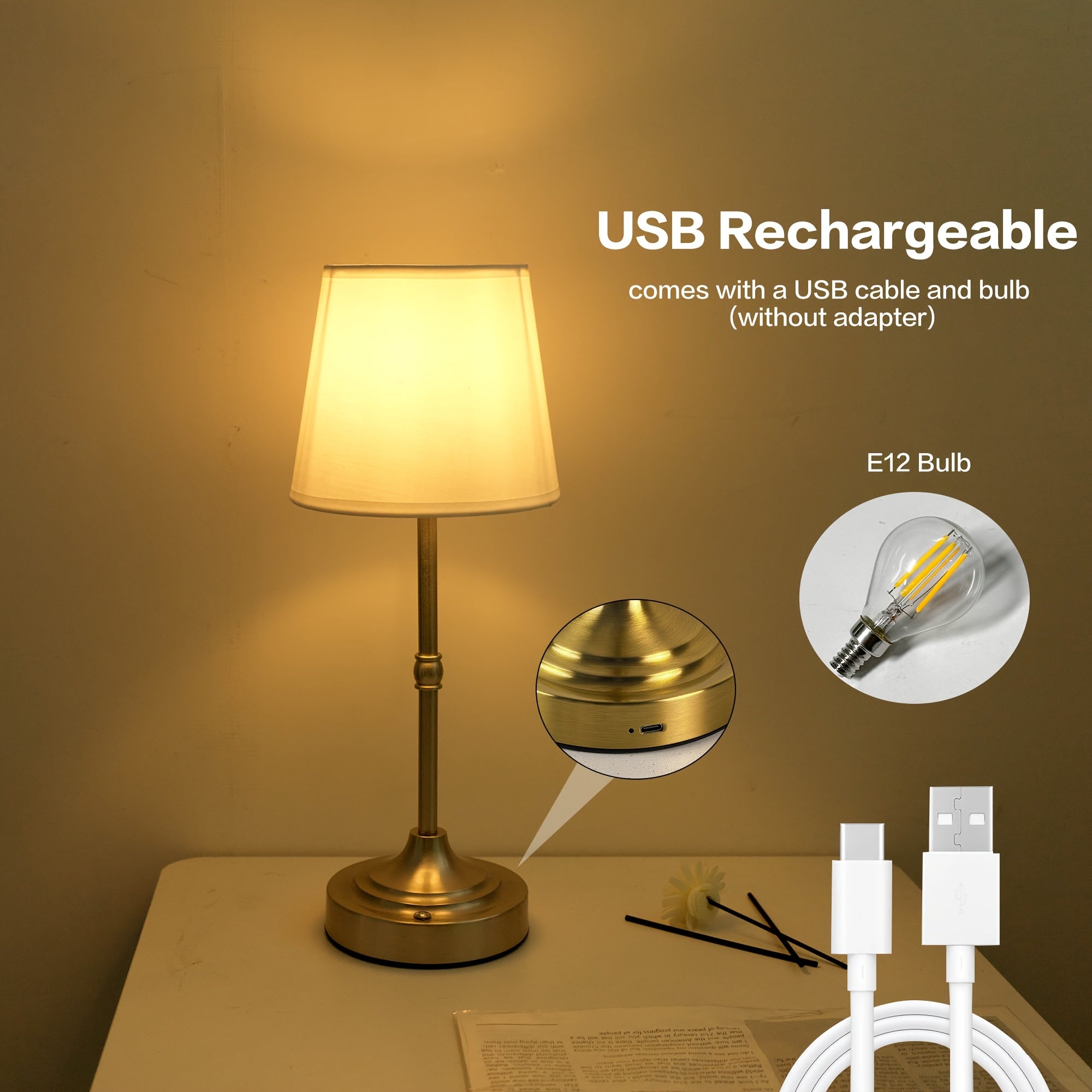 Dimmable Cordless Table Lamp | USB Rechargeable