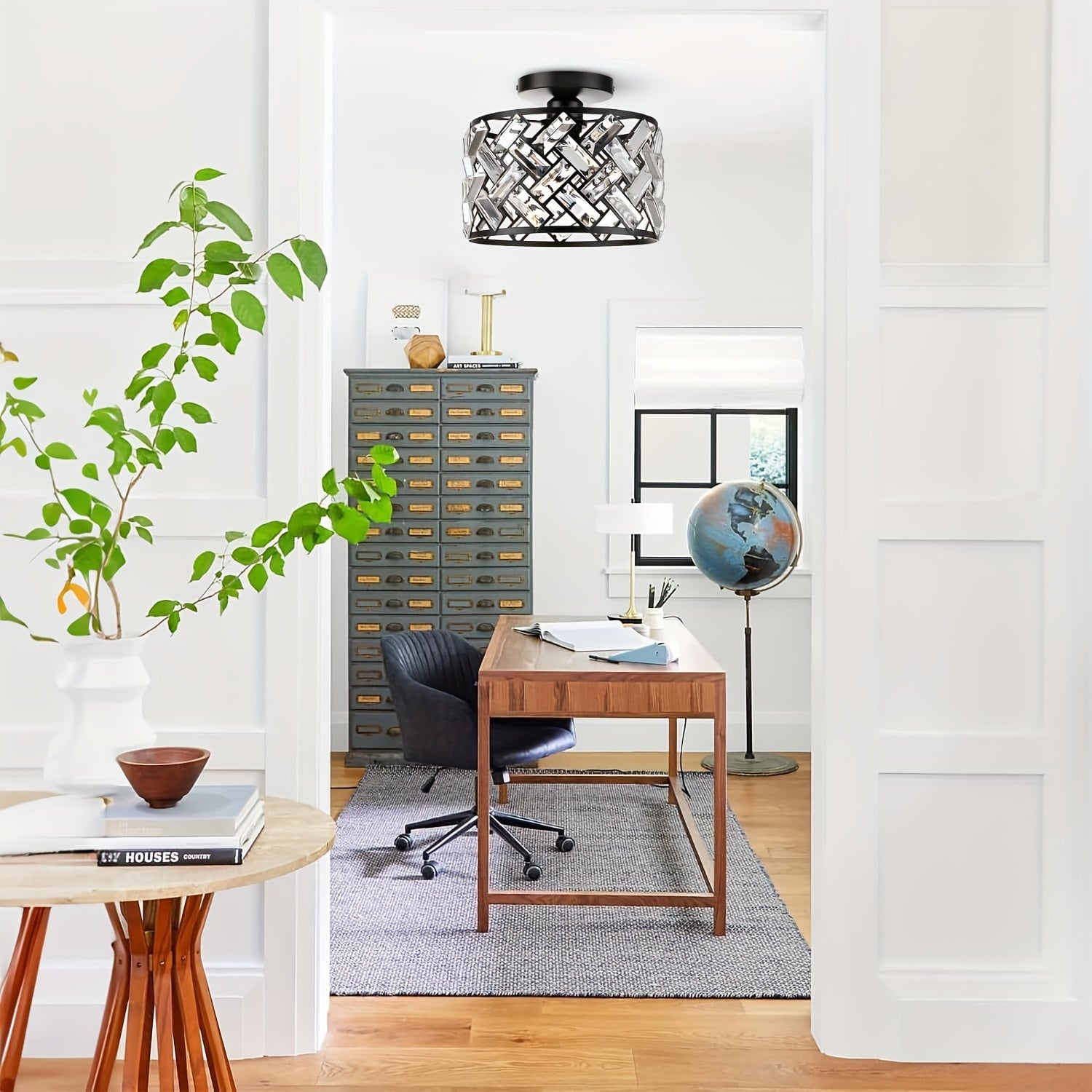 Modern Crystal Semi Flush Mount Ceiling Light | Elegant Decorative Fixture