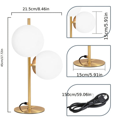 Moderne gylden bordlampe | Hvid glasglobus design