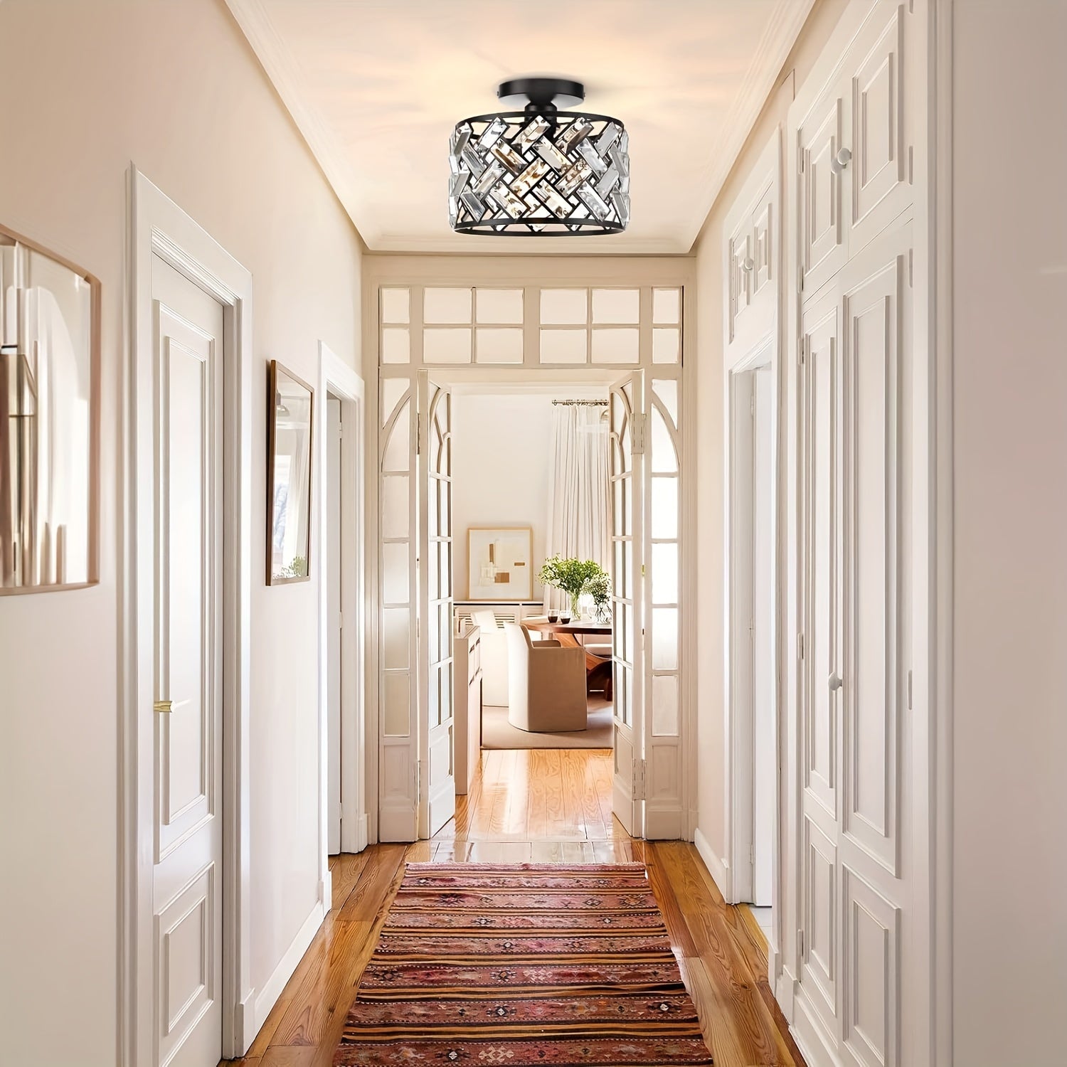 Modern Crystal Semi Flush Mount Ceiling Light | Elegant Decorative Fixture