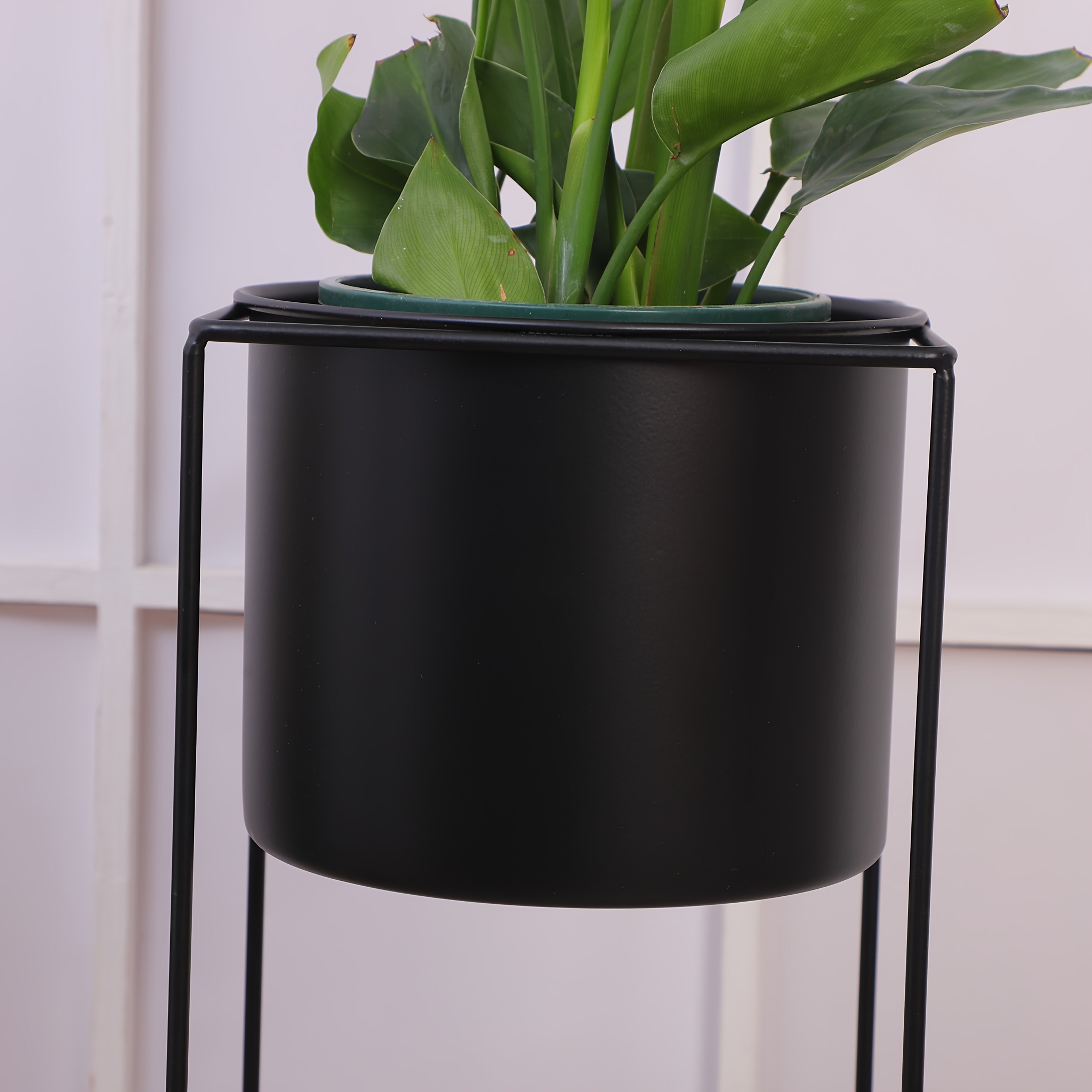 Metal Indoor Plant Stand | Modern Black Rectangular Plant Holder