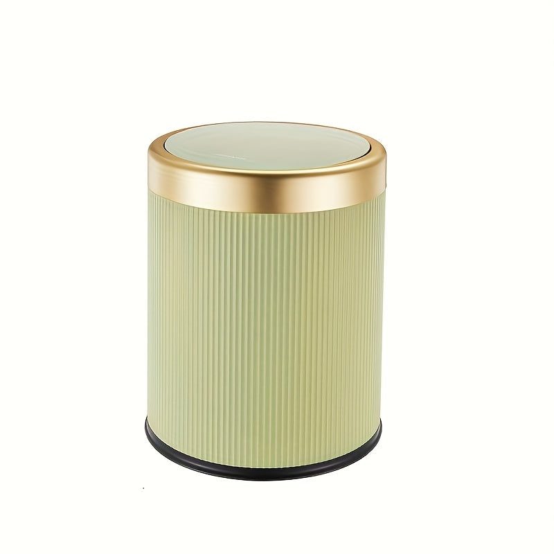 Luxury Oval Trash Can | Press-Top Waste Bin with Dual Inner Bucket