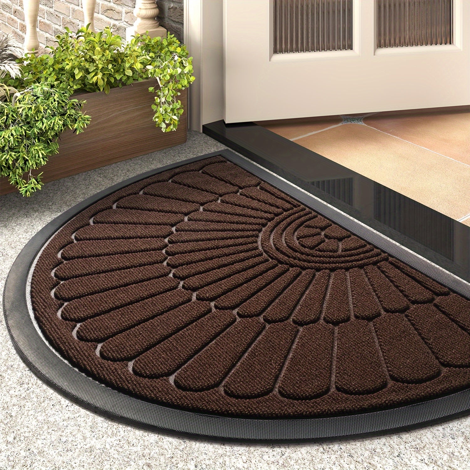 Semi-Circle Rubber Door Mat | Non-Slip Outdoor Entrance Mat