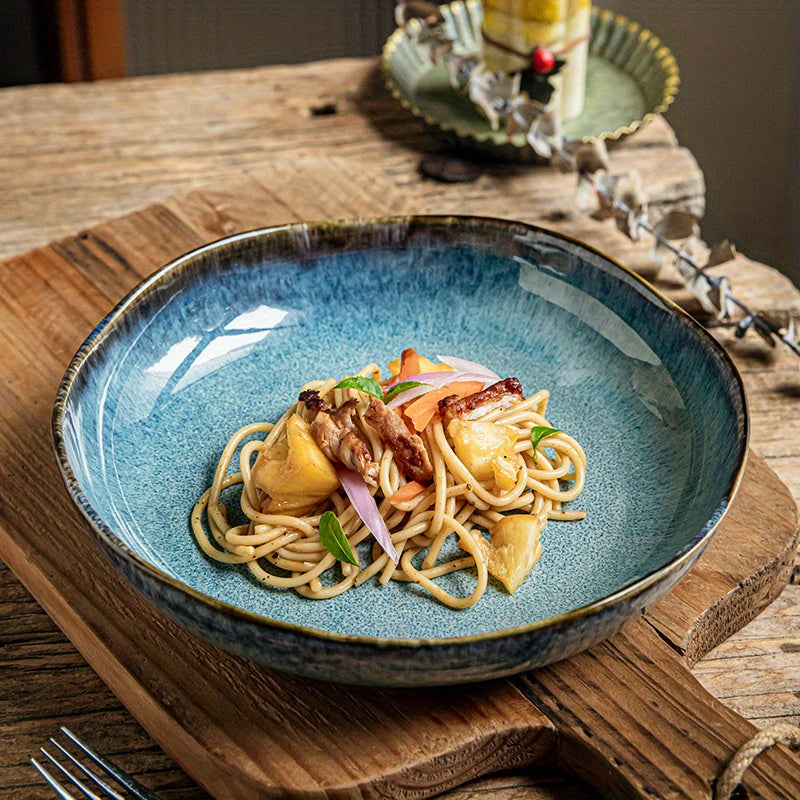 Celeste Retro Glazed Deep Plate | Retro Glazed Irregular Dish