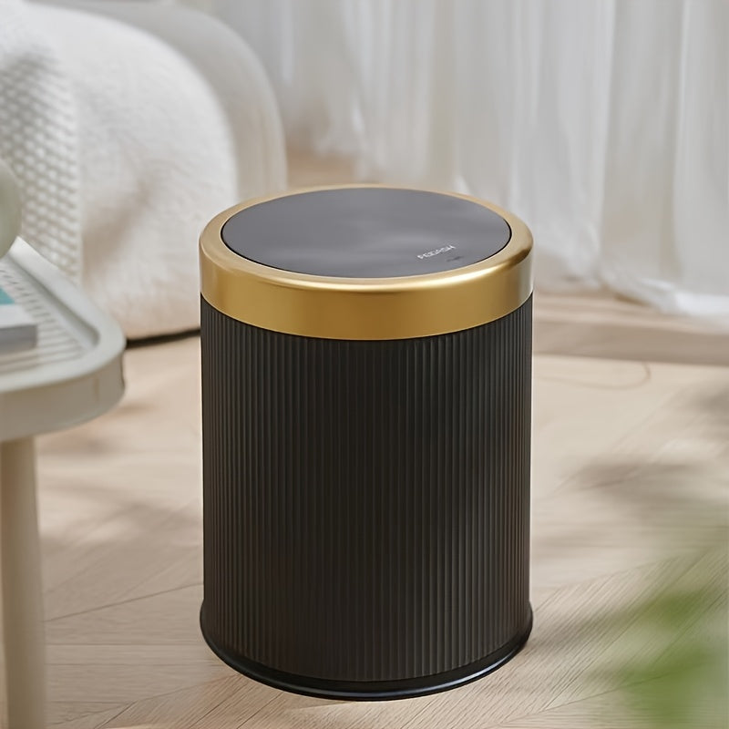 Luxury Oval Trash Can | Press-Top Waste Bin with Dual Inner Bucket
