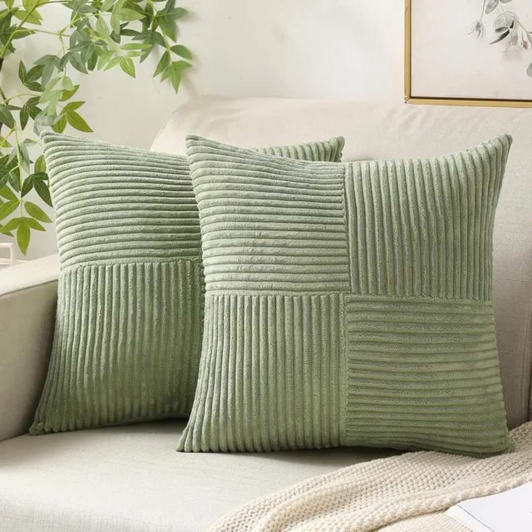 Federe per Cuscini in Velluto a Coste | Federe di Lusso a Righe per Cuscini Decorativi