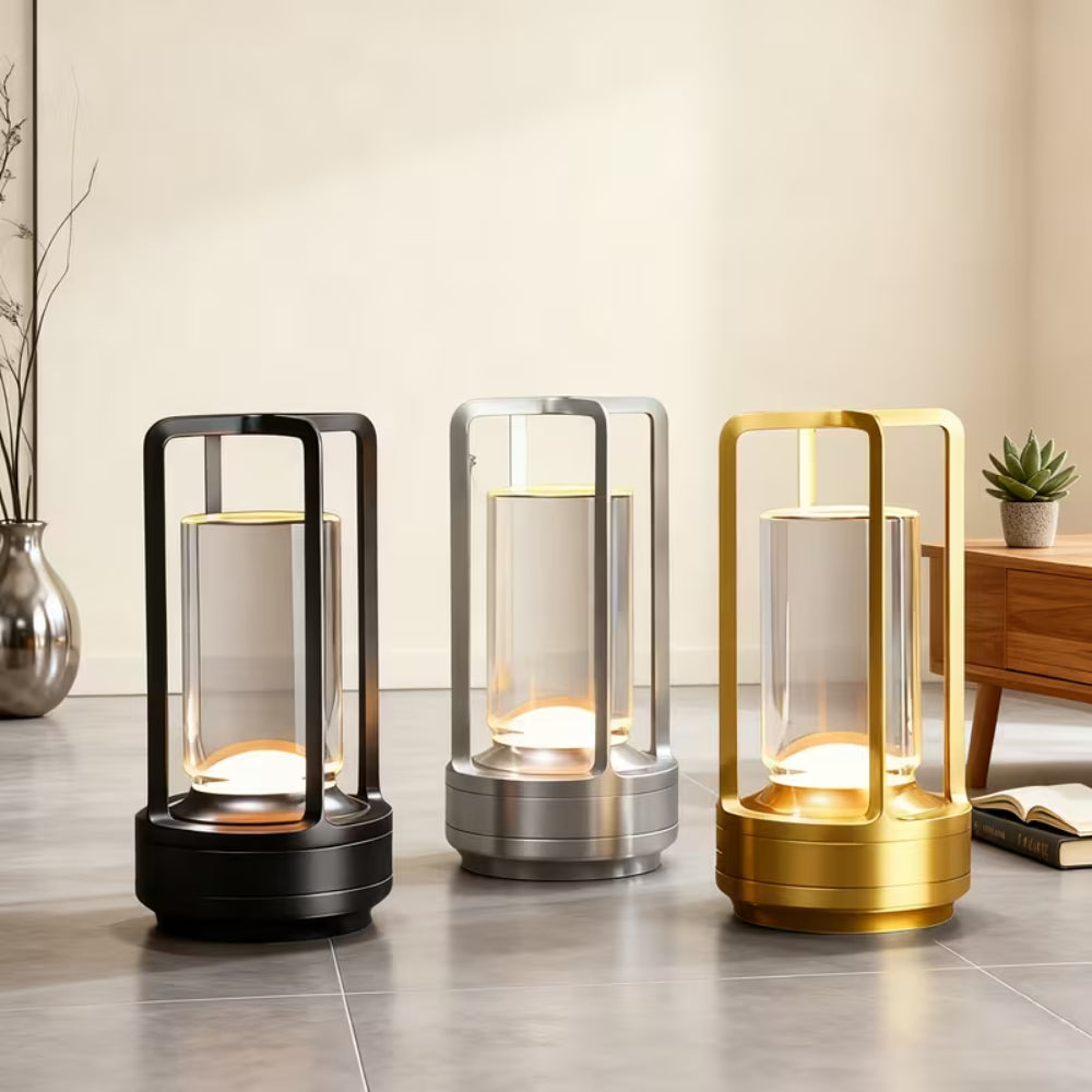Table Lamp Modern Metal Cylinder LED Light Decor Accent