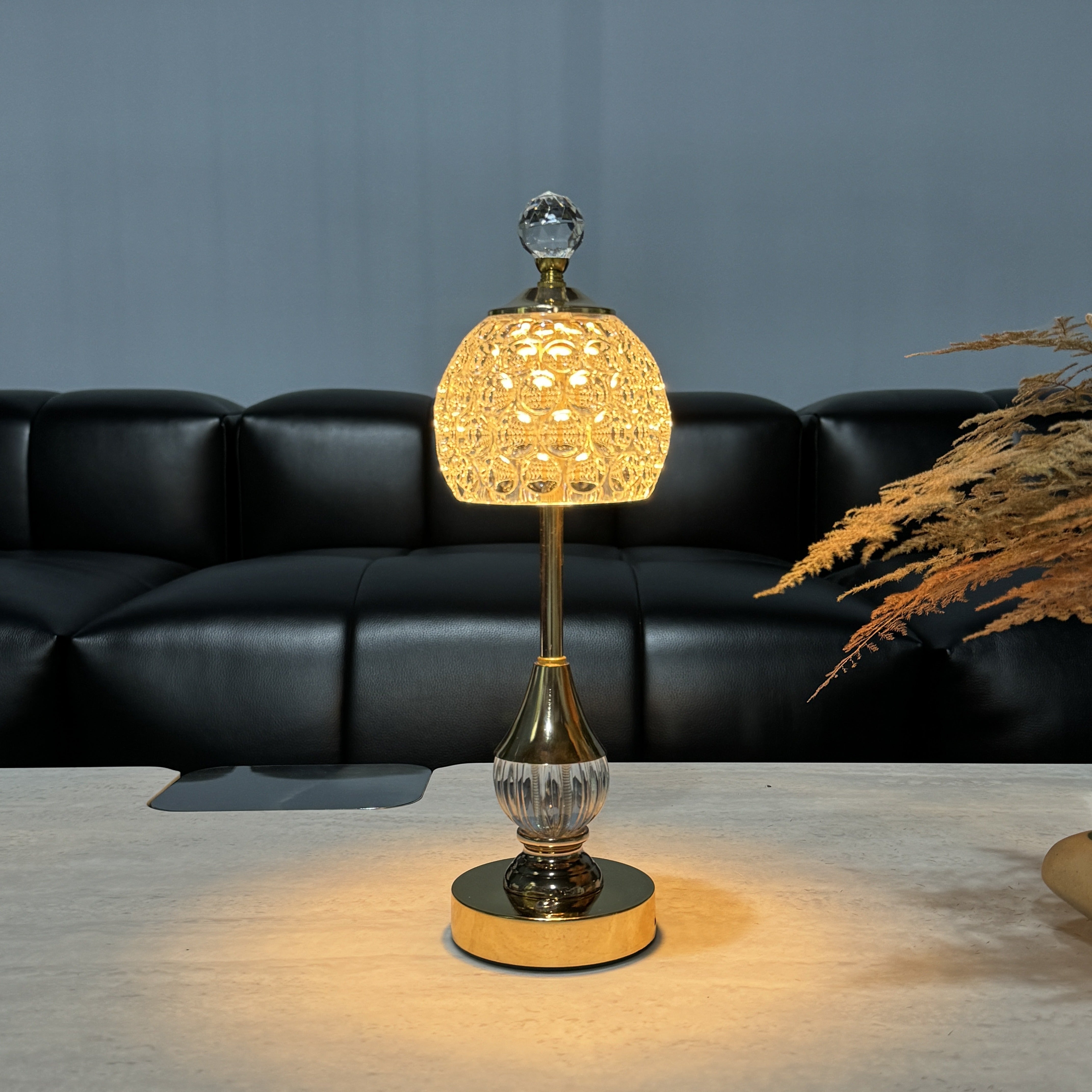 Crystal Touch Table Lamp | Rechargeable LED Bedside Light