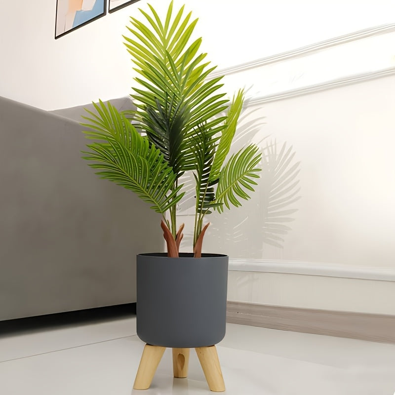 Ghiveci modern rotund cu picioare din lemn | Ghiveci decorativ pentru plante de interior și exterior