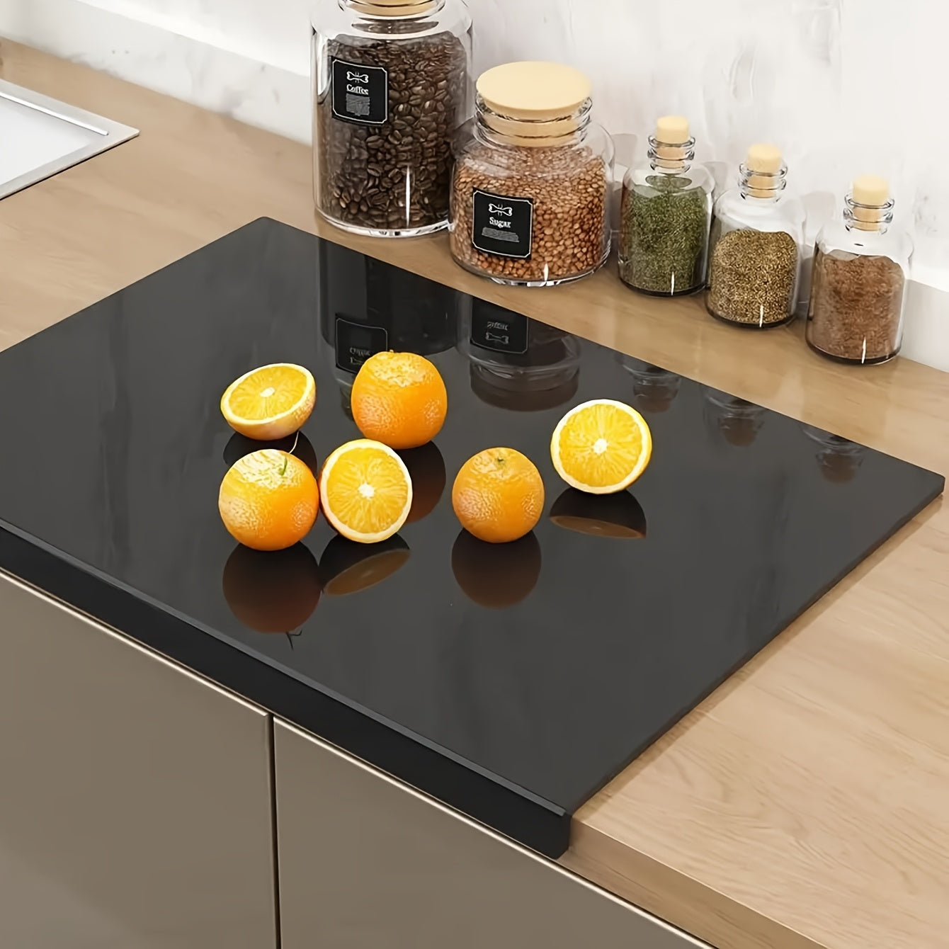 Black PET Cutting Board | Durable Countertop Protector with Protective Lip