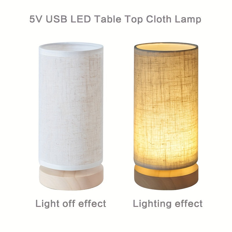 Modern Wooden Table Lamp | USB Powered Bedside Light