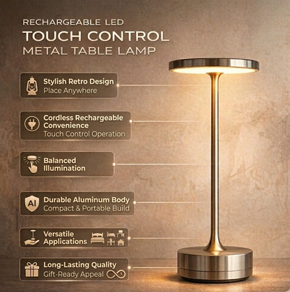 Bordlampe LED Genopladelig Touch Metal Trådløs Lampe
