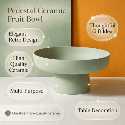 Pedestal Ceramic Fruit Bowl Retro Table Display Dish