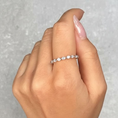 Inel suprapus geometric cu pavé din argint sterling bandă reglabilă