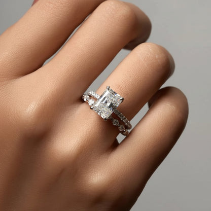 Inel suprapus geometric cu pavé din argint sterling bandă reglabilă
