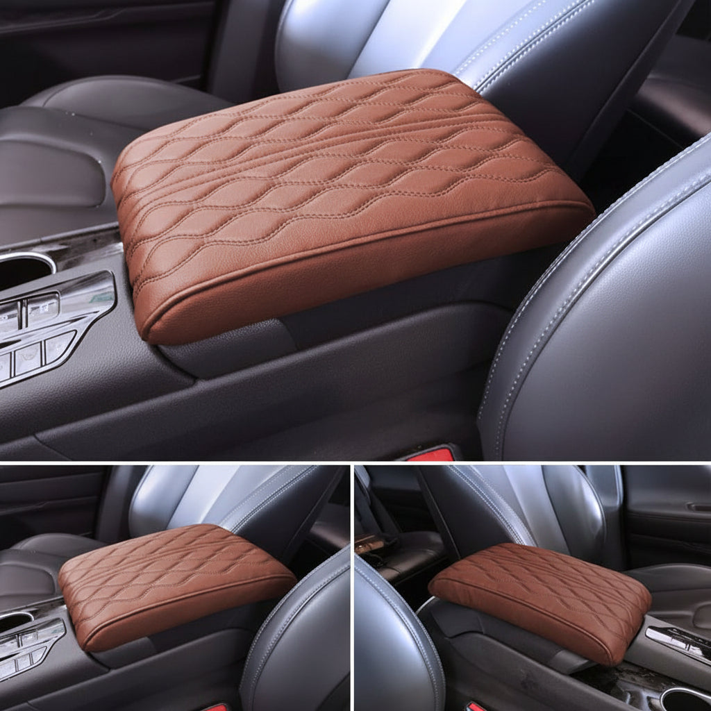 Car Armrest Cushion Memory Foam Leather Center Console Cover