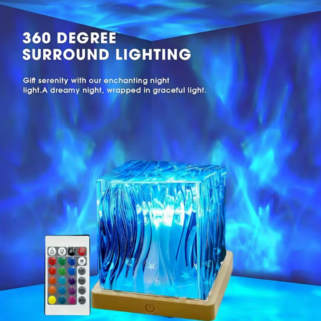 Luz Noturna LED Projetor de Cristal RGB Decoração para Quarto