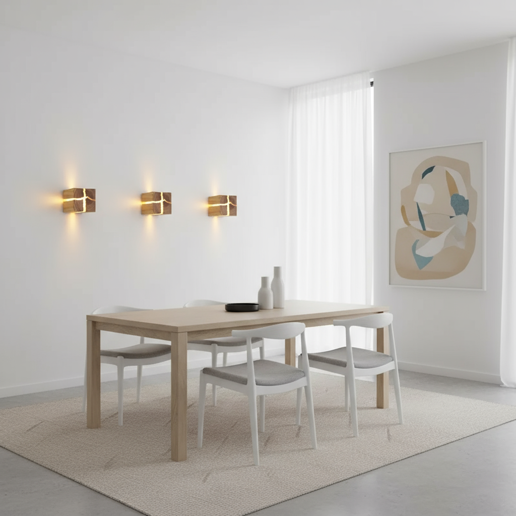 WoodAura Wall Light | Hand-Carved Solid Wood Resin Design