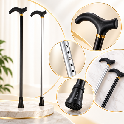 Altura ajustable, empuñadura, plegable y estable para bastón