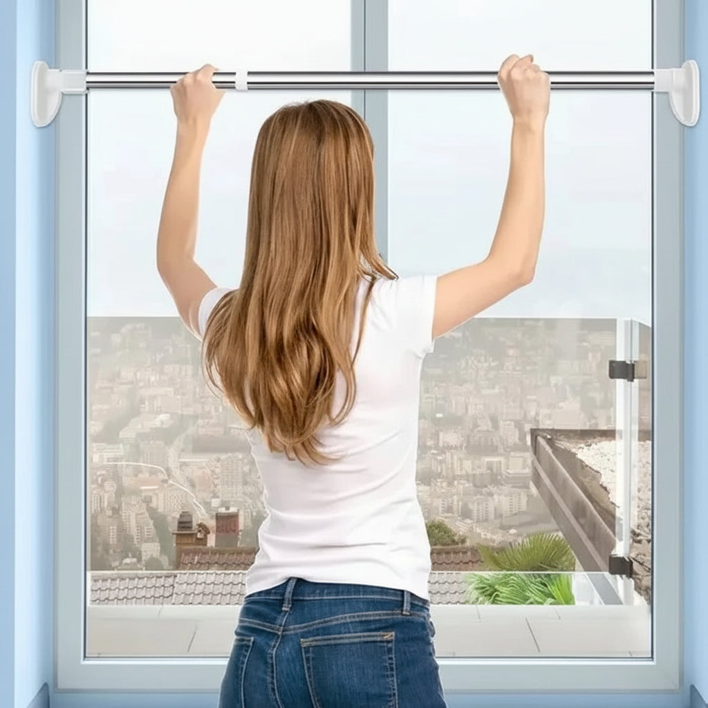 Tension Rod Adjustable Curtain Rod Shower Window No Drill