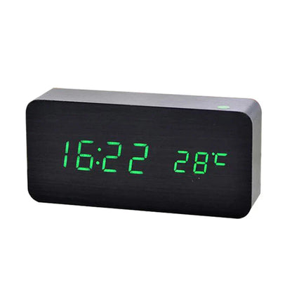 Alarm Clock Digital LED Wood Desk Clock