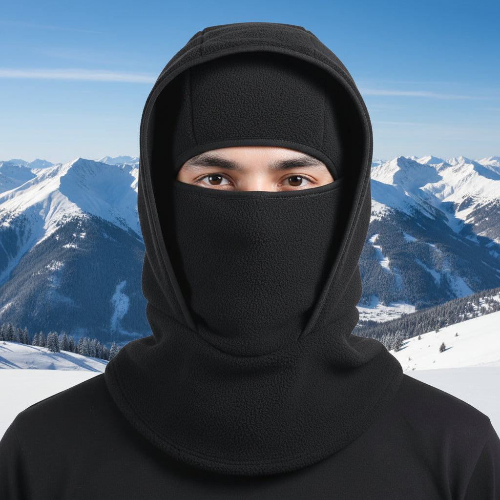 Cagulă de schi din fleece termic, rezistentă la vânt, pentru față, de iarnă