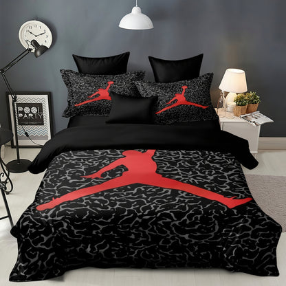 Set de lenjerie de pat cu husă de pilotă pentru baschet, decor pentru dormitor copii și adolescenți