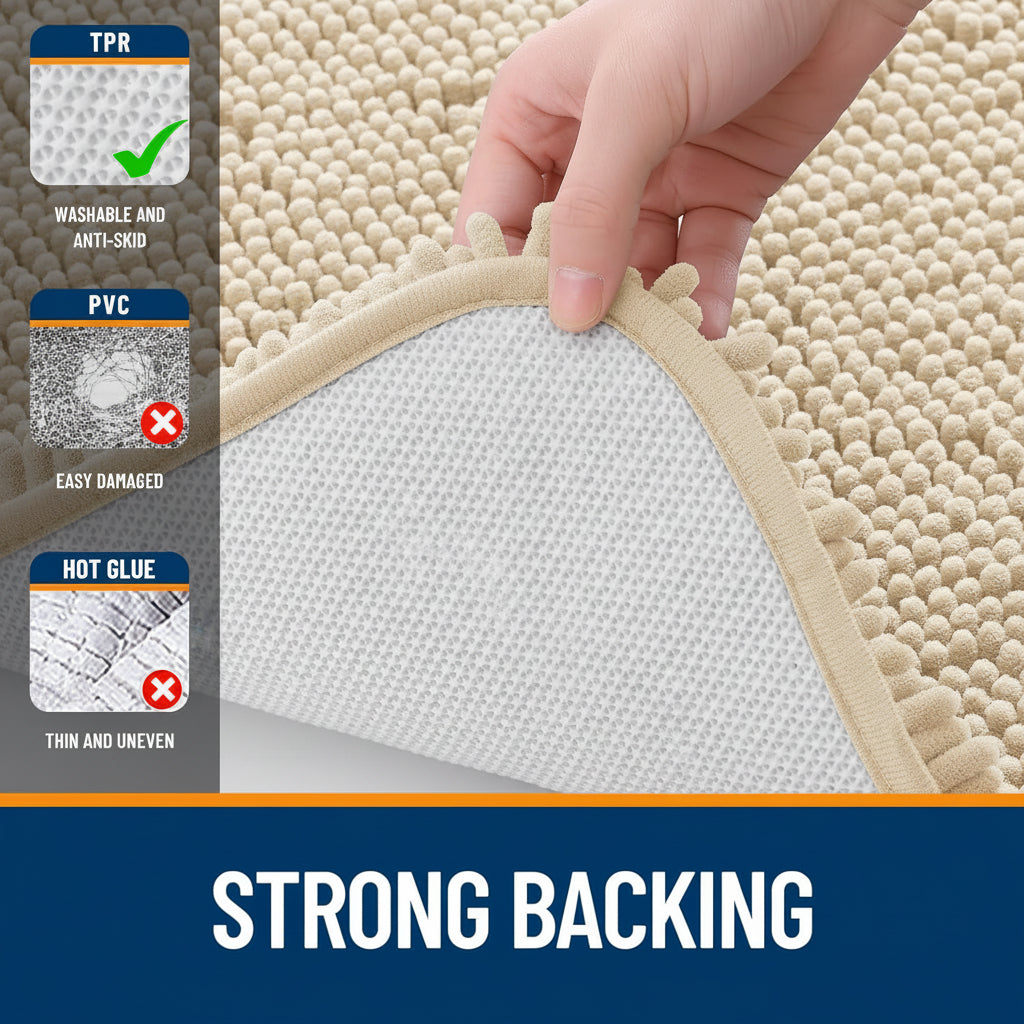 Alfombra de baño de chenilla antideslizante absorbente para suelo de baño