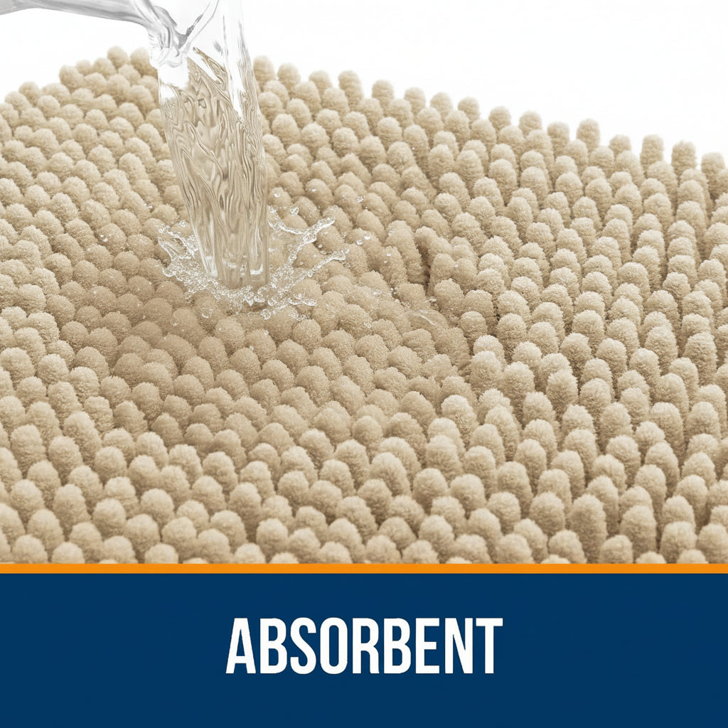 Alfombra de baño de chenilla antideslizante absorbente para suelo de baño