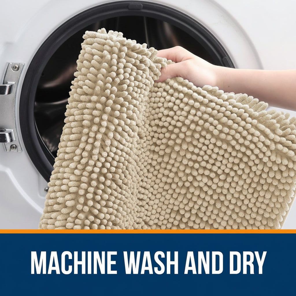 Alfombra de baño de chenilla antideslizante absorbente para suelo de baño