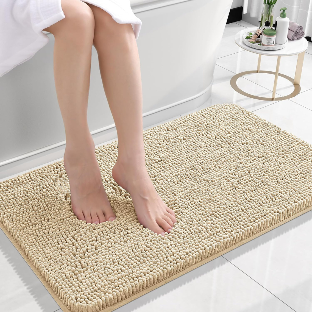 Alfombra de baño de chenilla antideslizante absorbente para suelo de baño