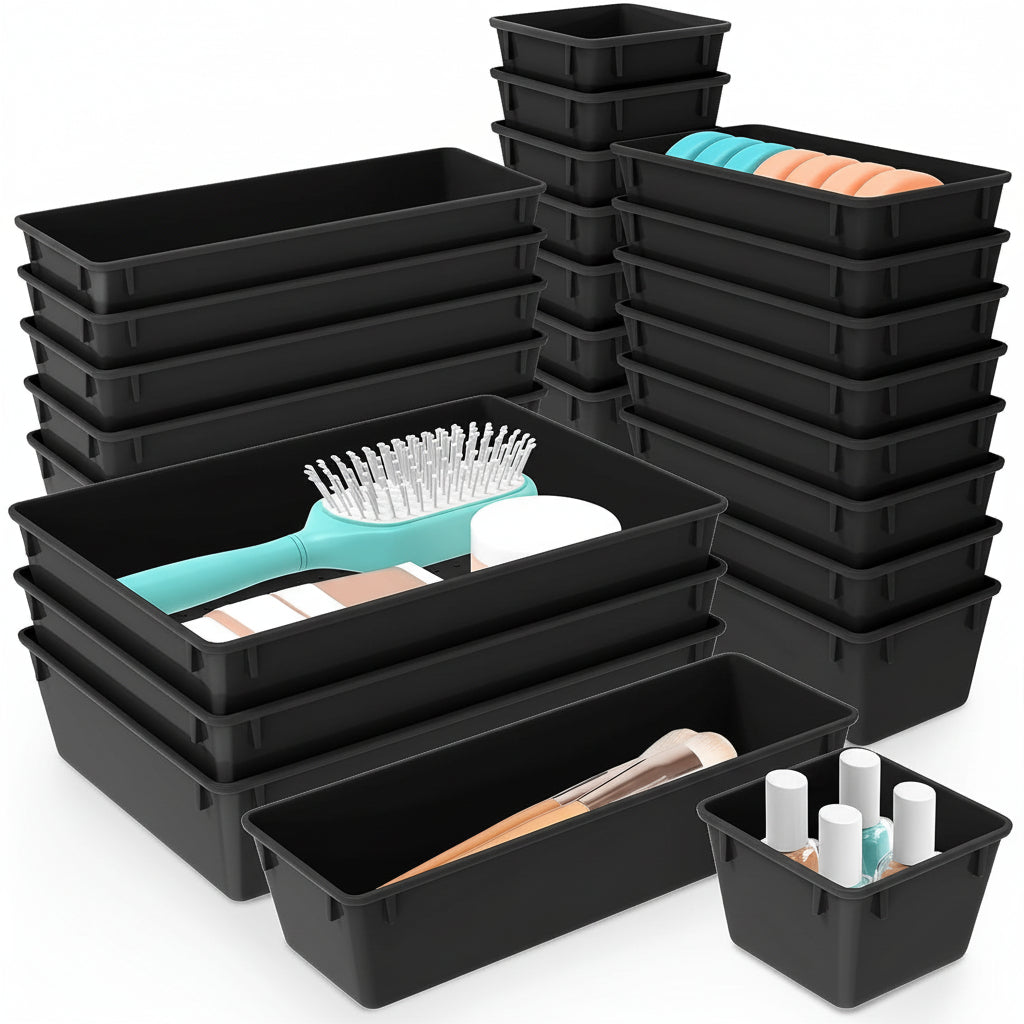 Set di vassoi in plastica per organizzare i cassetti Cucina Ufficio Bagno