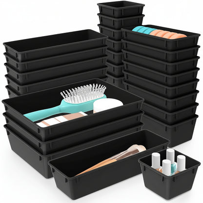 Set di vassoi in plastica per organizzare i cassetti Cucina Ufficio Bagno