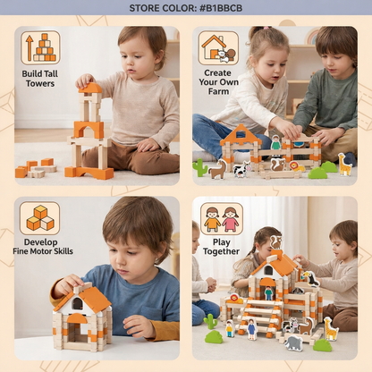 Juguetes para niños Conjunto de bloques de construcción de madera Montessori
