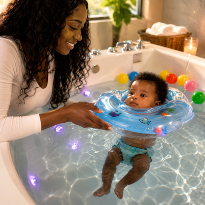 Baby-Schwimmring für Säuglinge, verstellbarer Nackenring, Baby-Badestütze