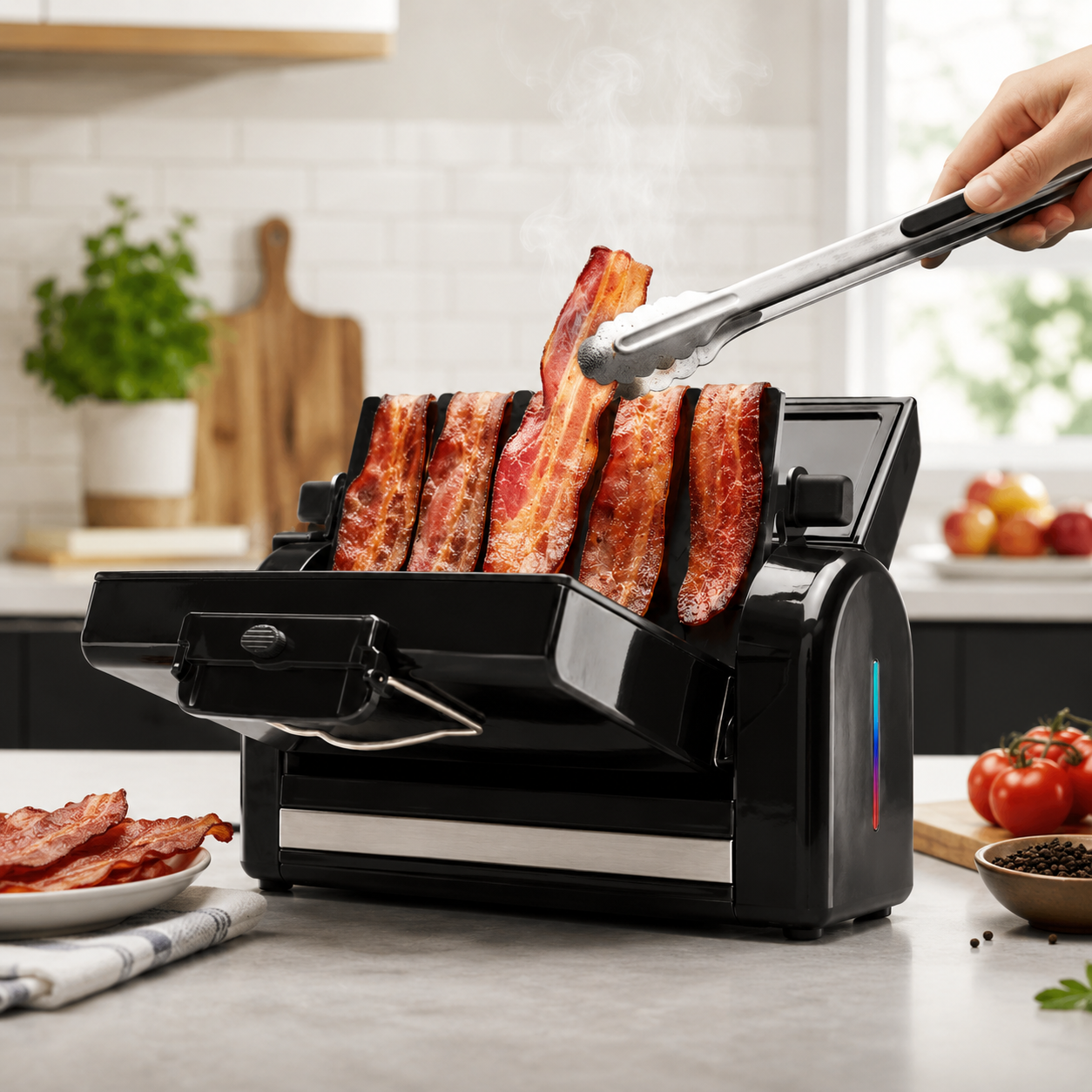 Torradeira vertical para bacon, aparelho de bancada saudável