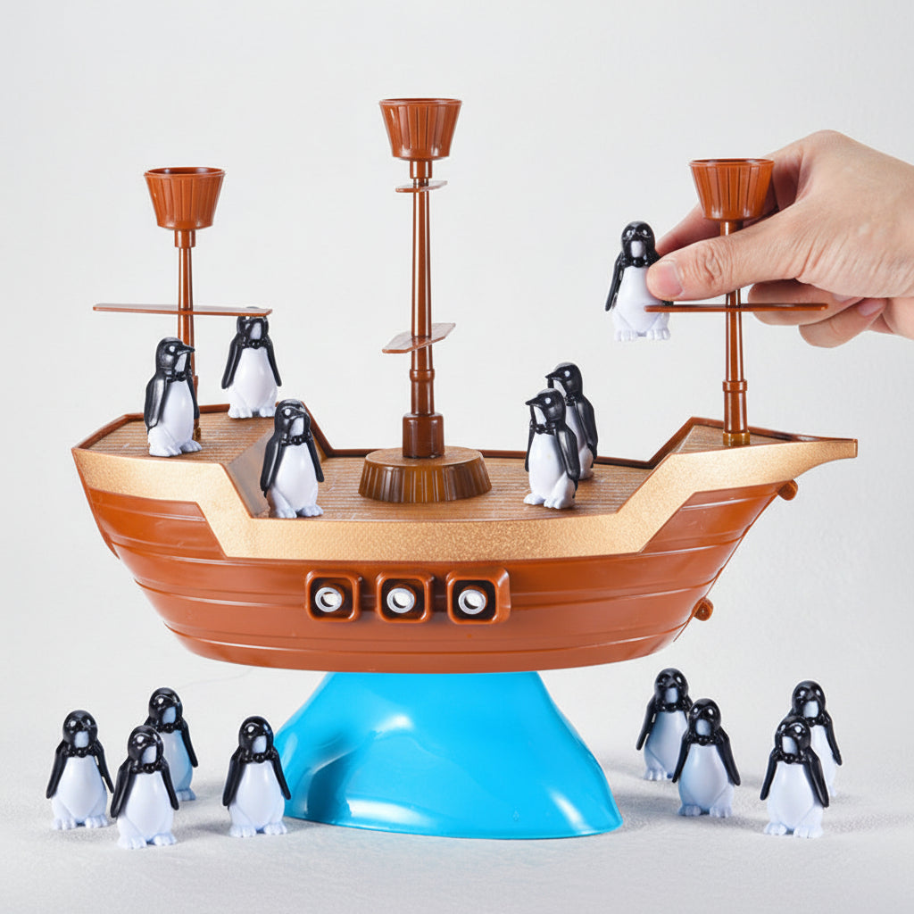 Balancierspiel Kinder Piratenschiff Pinguin Stapelspiel
