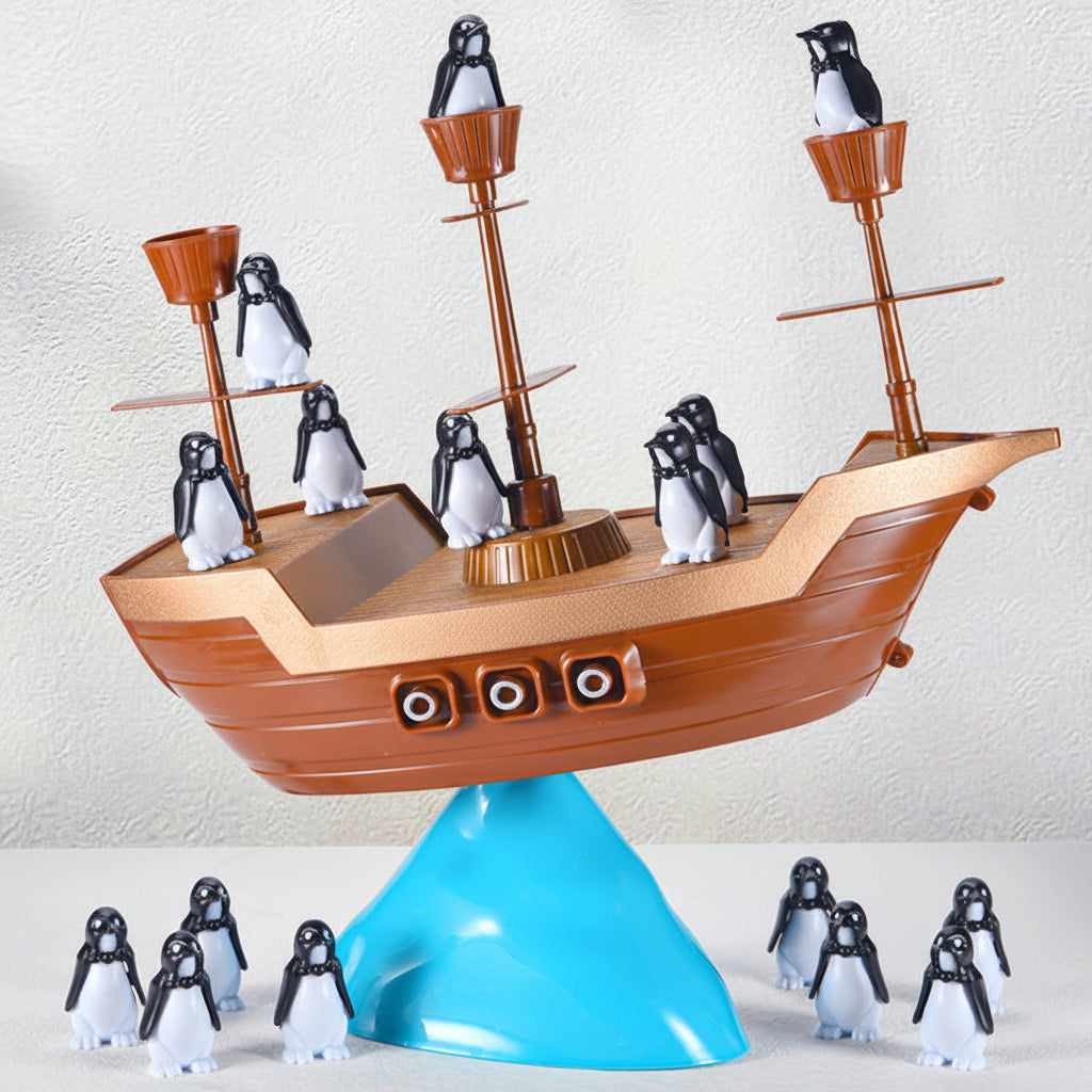 Balancierspiel Kinder Piratenschiff Pinguin Stapelspiel