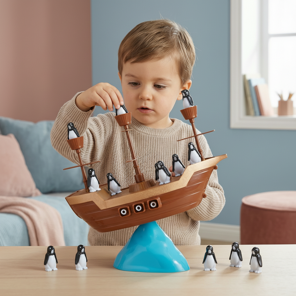 Balancierspiel Kinder Piratenschiff Pinguin Stapelspiel
