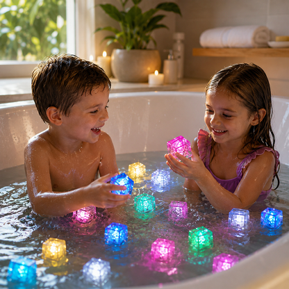 Brinquedos de Banho Cubos Coloridos com Luzes Impermeáveis e Iluminadas