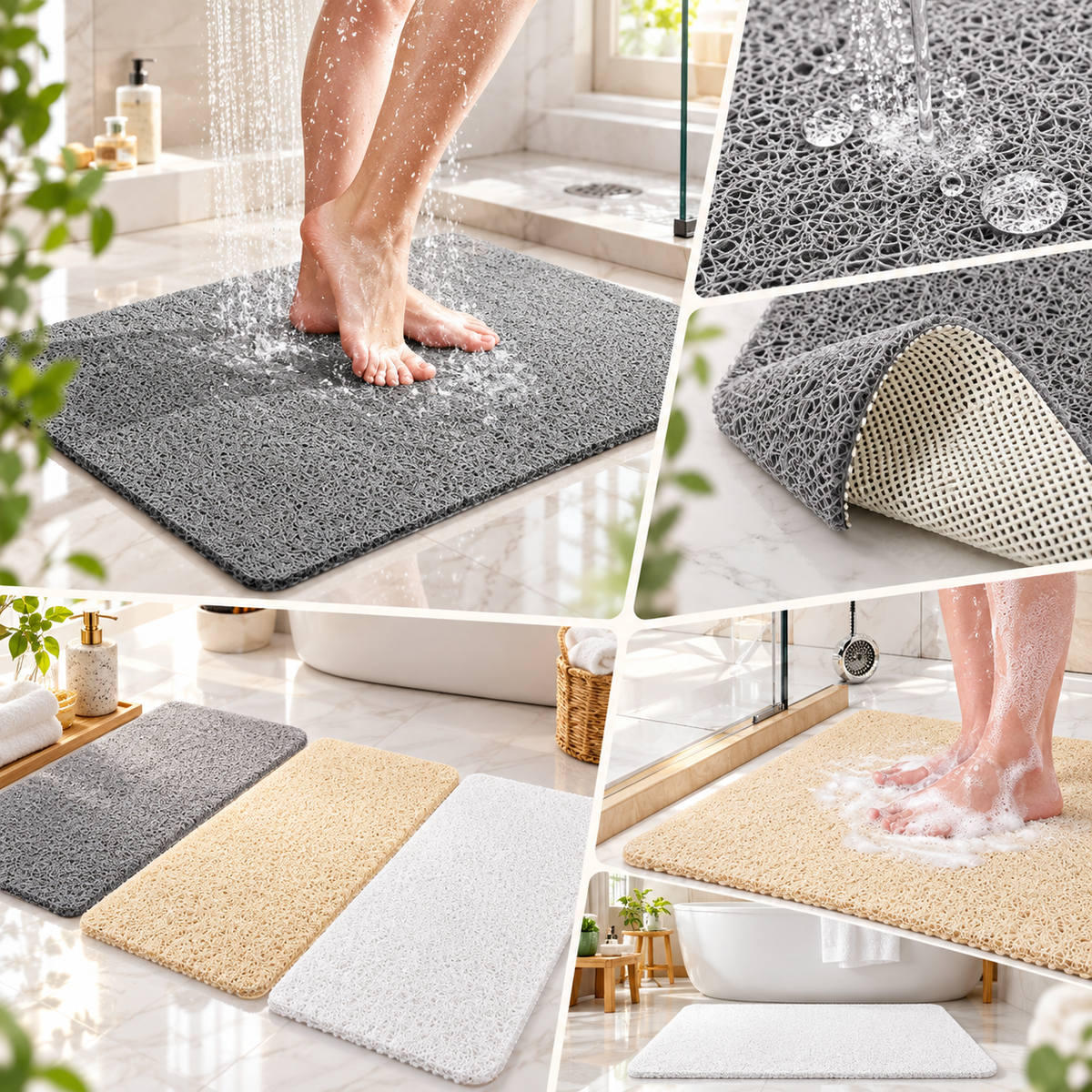 Tappetino da bagno antibatterico con design antiscivolo