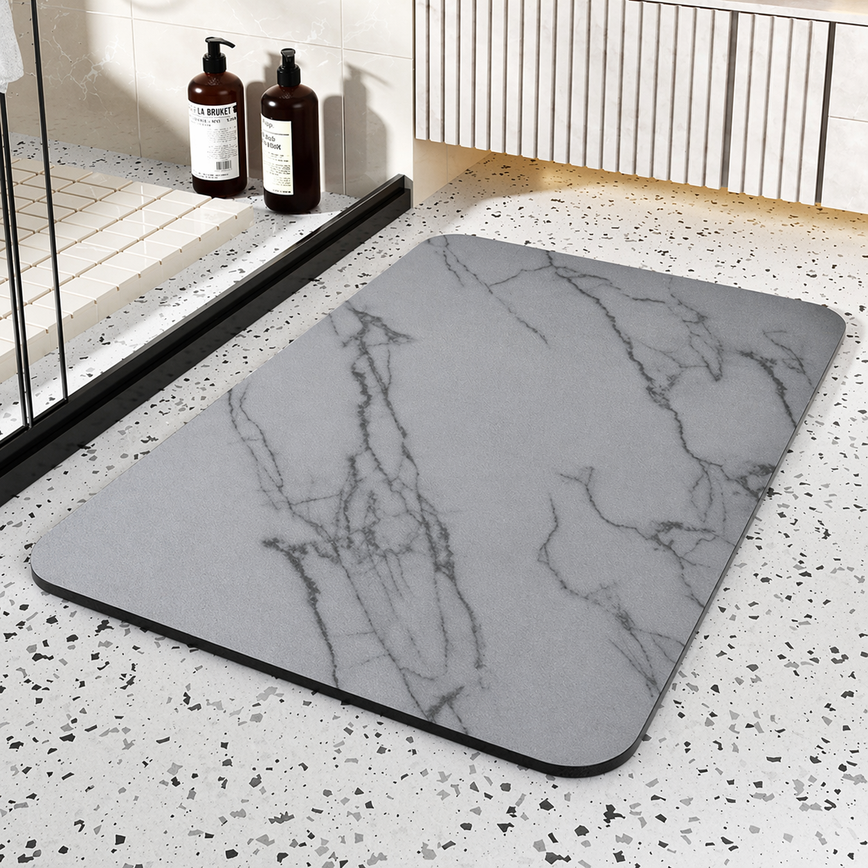 Alfombrilla de baño de secado rápido de piedra de diatomeas alfombra antideslizante de mármol