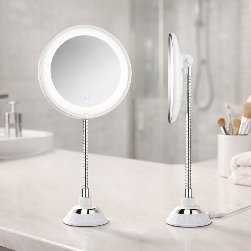 Bathroom Mirror LED Magnifying Mirror Flexible Arm