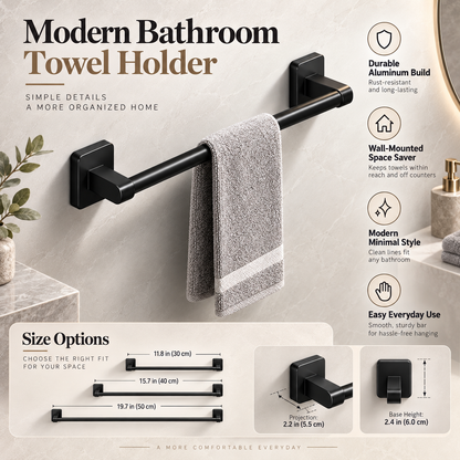 Bathroom Towel Holder Aluminum Durable Wall Mounted Hook