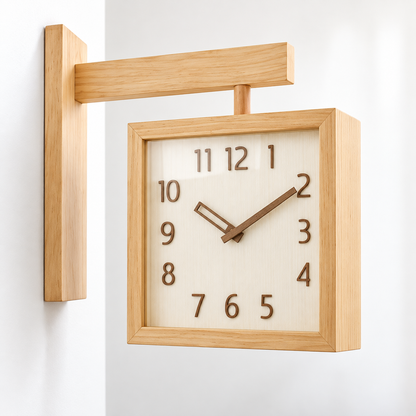 Battery Operated Wall Clock Wooden Analog Modern Design