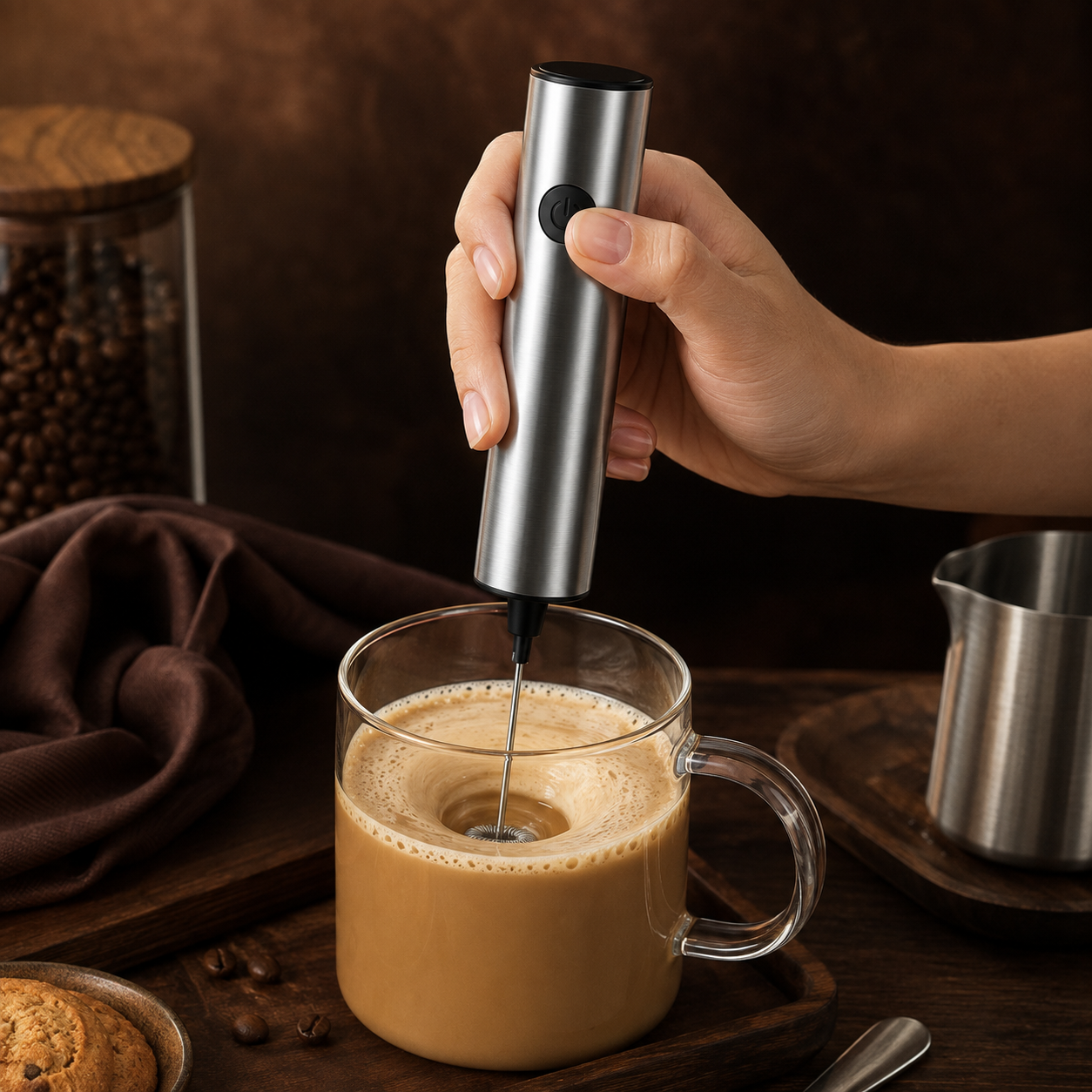 Battery Operated Milk Frother Whisk Handheld Mini Oval