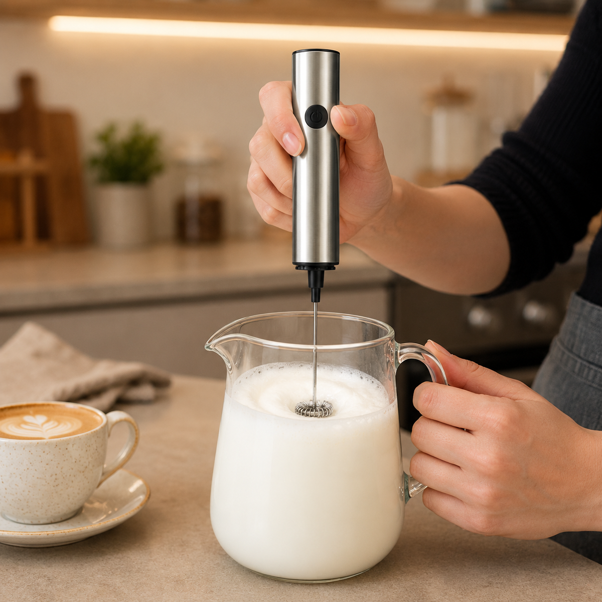 Battery Operated Milk Frother Whisk Handheld Mini Oval