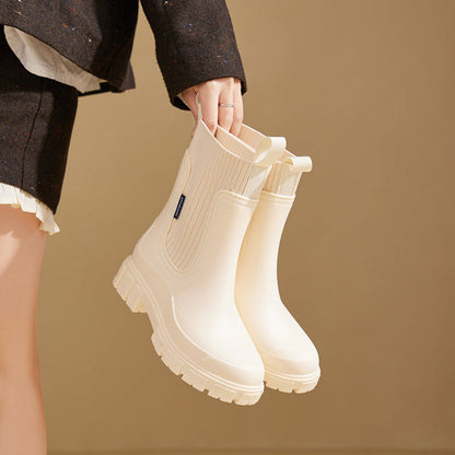 Black Waterproof Ankle Chelsea Boots Women with Grip Sole 1