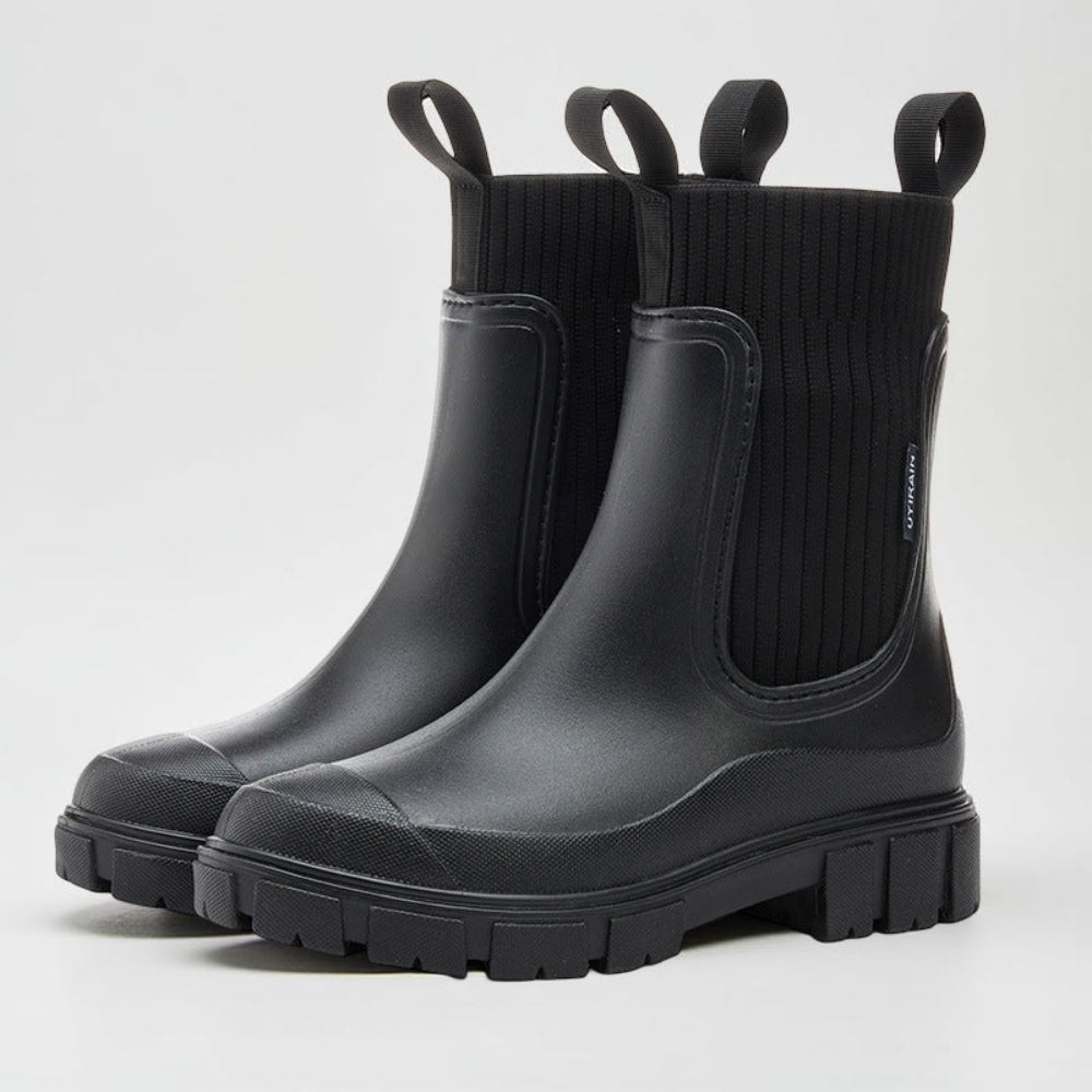 Black Waterproof Ankle Chelsea Boots Women with Grip Sole 3
